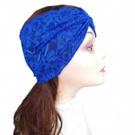 Headbands Stretch Headbands for Women Lace Headcovering for Women Lace Headwrap (Royal Blue) - Royal Blue - CN198HDSMZI $11.40