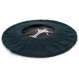 Berets Cable Fashion Knit Beret (2 Pack) - Forest Green - CG184TGH4GA $14.17