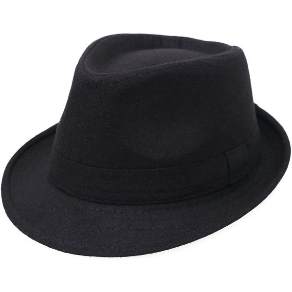 Fedoras Mens/Women Classic Structured Fedora Panama Style Short Brim Fedora - 3435_black - C918EWO6ZRE $14.87