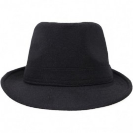 Fedoras Mens/Women Classic Structured Fedora Panama Style Short Brim Fedora - 3435_black - C918EWO6ZRE $14.87