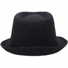 Fedoras Mens/Women Classic Structured Fedora Panama Style Short Brim Fedora - 3435_black - C918EWO6ZRE $14.87