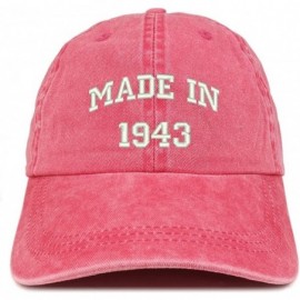 Baseball Caps Made in 1943 Text Embroidered 77th Birthday Washed Cap - Red - CT18C7GSNXE $20.81