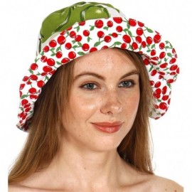 Bucket Hats Bucket Hats for Women- Cotton Packable Plain Cap- Travel Outdoor - Pear/Cherry - C718W6L0AI6 $8.94