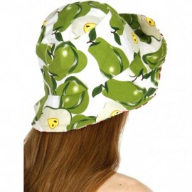 Bucket Hats Bucket Hats for Women- Cotton Packable Plain Cap- Travel Outdoor - Pear/Cherry - C718W6L0AI6 $8.94