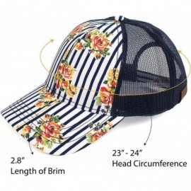 Baseball Caps Hatsandscarf Exclusives Flower Pattern Mesh Trucker Baseball Cap(BA-1006-733) - Rose-navy - CM18R36TCMN $12.06