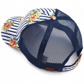 Baseball Caps Hatsandscarf Exclusives Flower Pattern Mesh Trucker Baseball Cap(BA-1006-733) - Rose-navy - CM18R36TCMN $12.06