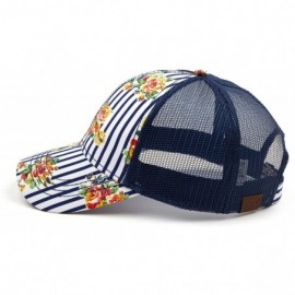 Baseball Caps Hatsandscarf Exclusives Flower Pattern Mesh Trucker Baseball Cap(BA-1006-733) - Rose-navy - CM18R36TCMN $12.06