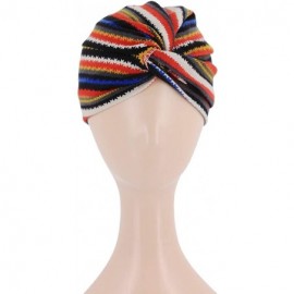 Sun Hats Shiny Metallic Turban Cap Indian Pleated Headwrap Swami Hat Chemo Cap for Women - Red Striped - CI18WYI0HZ6 $9.74