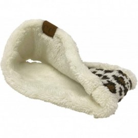 Cold Weather Headbands Winter CC Sherpa Polar Fleece Lined Thick Knit Headband Headwrap Hat Cap - Leopard Ivory - C618A7MSISN...