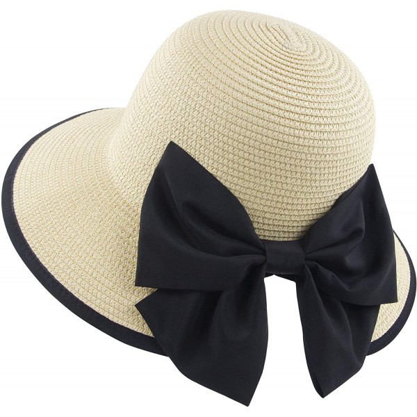 Sun Hats Women Straw Hats Wide Brim Foldable Packable Roll up Cap Summer UV Protection Beach Sun Hat UPF50+ - B-beige - CI196...