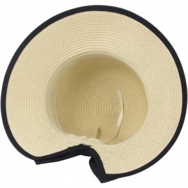 Sun Hats Women Straw Hats Wide Brim Foldable Packable Roll up Cap Summer UV Protection Beach Sun Hat UPF50+ - B-beige - CI196...