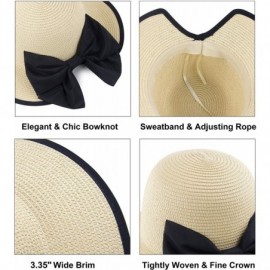 Sun Hats Women Straw Hats Wide Brim Foldable Packable Roll up Cap Summer UV Protection Beach Sun Hat UPF50+ - B-beige - CI196...