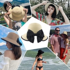 Sun Hats Women Straw Hats Wide Brim Foldable Packable Roll up Cap Summer UV Protection Beach Sun Hat UPF50+ - B-beige - CI196...