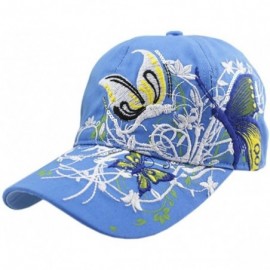 Baseball Caps Women Casual Embroidered Butterfly/flower Baseball Cap Fashion Hat - Blue - CR124KSNIPD $29.58