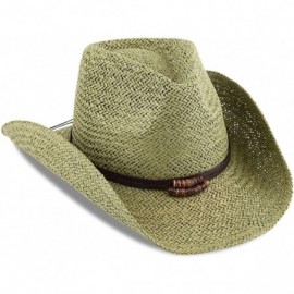 Cowboy Hats Men & Women's Summer Cowboy Straw Hat - Sage - C7182XC5WXS $44.70