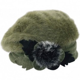 Berets Womens Beret 100% Wool French Beret Beanie Winter Hats Hy022 - Br022-green - CM18HO3S4R5 $8.94