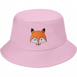 Bucket Hats Unisex Fashion Embroidered Bucket Hat Summer Fisherman Cap for Men Women - Fox Pink - C91983RXOKK $20.19