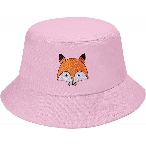 Bucket Hats Unisex Fashion Embroidered Bucket Hat Summer Fisherman Cap for Men Women - Fox Pink - C91983RXOKK $20.19