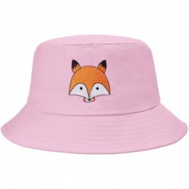 Bucket Hats Unisex Fashion Embroidered Bucket Hat Summer Fisherman Cap for Men Women - Fox Pink - C91983RXOKK $20.19