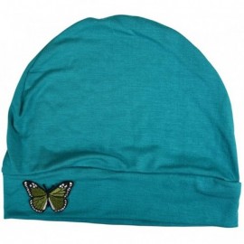 Skullies & Beanies Ladies Chemo Hat with Green Butterfly Bling - Turquoise - C312O8N2F3W $10.87