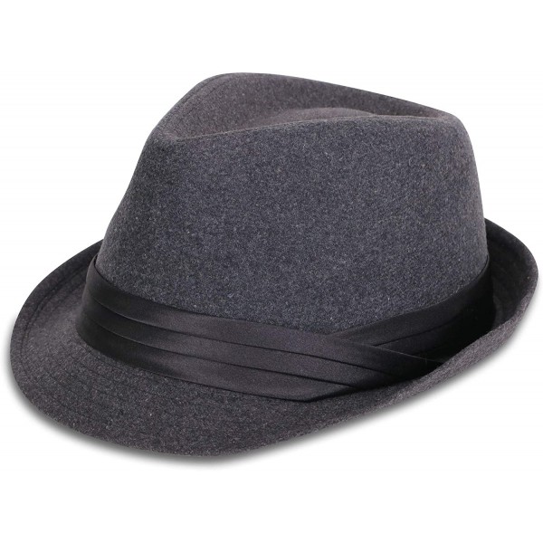 Fedoras Men's Women's Manhattan Structured Gangster Trilby Fedora Hat - P_grey - CB18KWEH4ES $15.54