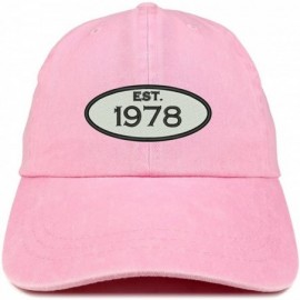 Baseball Caps Established 1978 Embroidered 42nd Birthday Gift Pigment Dyed Washed Cotton Cap - Pink - CB180MW0IYK $16.83