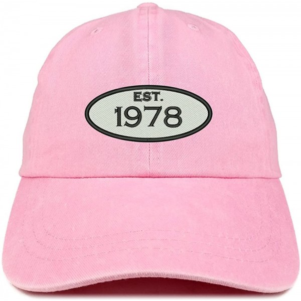 Baseball Caps Established 1978 Embroidered 42nd Birthday Gift Pigment Dyed Washed Cotton Cap - Pink - CB180MW0IYK $16.83