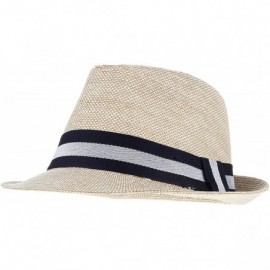 Sun Hats Straw Sun Hat Fedora Trilby Panama Jazz Hat Short Brim Summer Beach Hat Cap for Men Women - Khaki - CP18QCK9GWQ $7.22