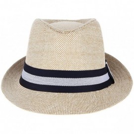 Sun Hats Straw Sun Hat Fedora Trilby Panama Jazz Hat Short Brim Summer Beach Hat Cap for Men Women - Khaki - CP18QCK9GWQ $7.22