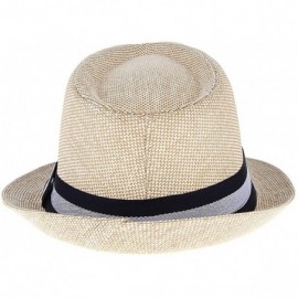 Sun Hats Straw Sun Hat Fedora Trilby Panama Jazz Hat Short Brim Summer Beach Hat Cap for Men Women - Khaki - CP18QCK9GWQ $7.22