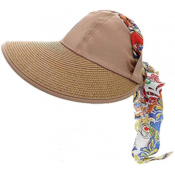 Sun Hats Sun Hat for Women Large Wide Brim Hats Girls Beach UV Protection Packable Baseball Caps - Khaki - CE18R8SHTU5 $10.04