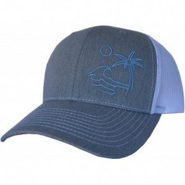 Baseball Caps Outdoor Trucker Hat Snapback - Surf Beach Design - Heather Grey/Sky Blue - CE18UYMENYT $28.11
