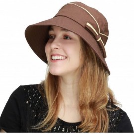 Bucket Hats Light Weight Packable Women's Wide Brim Sun Bucket Hat - Perrine-brown - CM18GQMXXQD $35.27