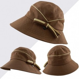 Bucket Hats Light Weight Packable Women's Wide Brim Sun Bucket Hat - Perrine-brown - CM18GQMXXQD $14.89