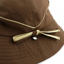 Bucket Hats Light Weight Packable Women's Wide Brim Sun Bucket Hat - Perrine-brown - CM18GQMXXQD $14.89