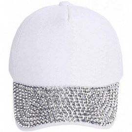 Baseball Caps Studded Rhinestone Baseball Cap Dad Hat Trucker Hat Adjustable Strapback Cap - White - CQ184ROIM36 $9.98