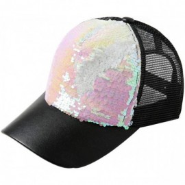 Headbands Women Adjustable Sequin Bling Tennis Baseball Cap Sun Cap Hat - White - CR193XU4RXD $6.33