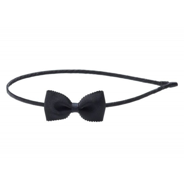 Headbands Girls"Lana" Small Grosgrain Bow Headband O/S Black - Black - CK11VLDM8UH $10.96