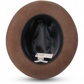 Fedoras Men's Wool Felt Fedora Outback Short Brim Trilby Hat - Dark Camel - CD18I3YHUCQ $19.60