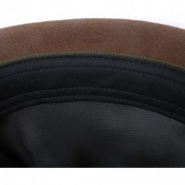 Fedoras Men's Wool Felt Fedora Outback Short Brim Trilby Hat - Dark Camel - CD18I3YHUCQ $19.60
