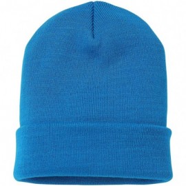 Skullies & Beanies Soft-Knit Turn Up Beanie Hat - Slouchy Beanie Hat - Sapphire - CJ12O58WCB9 $10.09