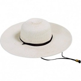 Sun Hats Women's Wide Brim Sun Protective Straw Sun Hat w/Adjustable Chin Strap - Ivory - CG18CCDXTSL $24.77