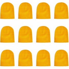 Skullies & Beanies Knit Skull Cap Warm Winter Slouchy Beanies Hat 9 Inch Long - 12pcs - Gold - CE18T3E9C64 $22.54