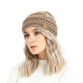 Cold Weather Headbands Winter Warm Cable Knit headband Head Wrap Ear Warmer for Women(Sandy Brown/White Mix) - Sandy Brown/Wh...
