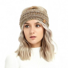 Cold Weather Headbands Winter Warm Cable Knit headband Head Wrap Ear Warmer for Women(Sandy Brown/White Mix) - Sandy Brown/Wh...