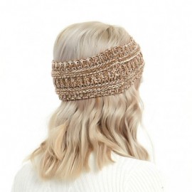 Cold Weather Headbands Winter Warm Cable Knit headband Head Wrap Ear Warmer for Women(Sandy Brown/White Mix) - Sandy Brown/Wh...