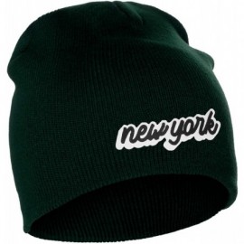 Skullies & Beanies Classic USA Cities Winter Knit Cuffless Beanie Hat 3D Raised Layer Letters - New York Green - White Black ...