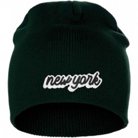 Skullies & Beanies Classic USA Cities Winter Knit Cuffless Beanie Hat 3D Raised Layer Letters - New York Green - White Black ...