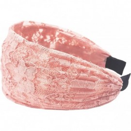 Headbands Gorgeous Wide Floral Lace Gathered Hard Headband - Light Pink - CC12L5WRH2R $11.04