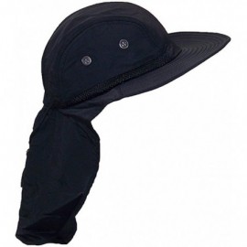 Sun Hats 4 Panel Large Bill Flap Hat - Black - CI182Z6U8S2 $9.36